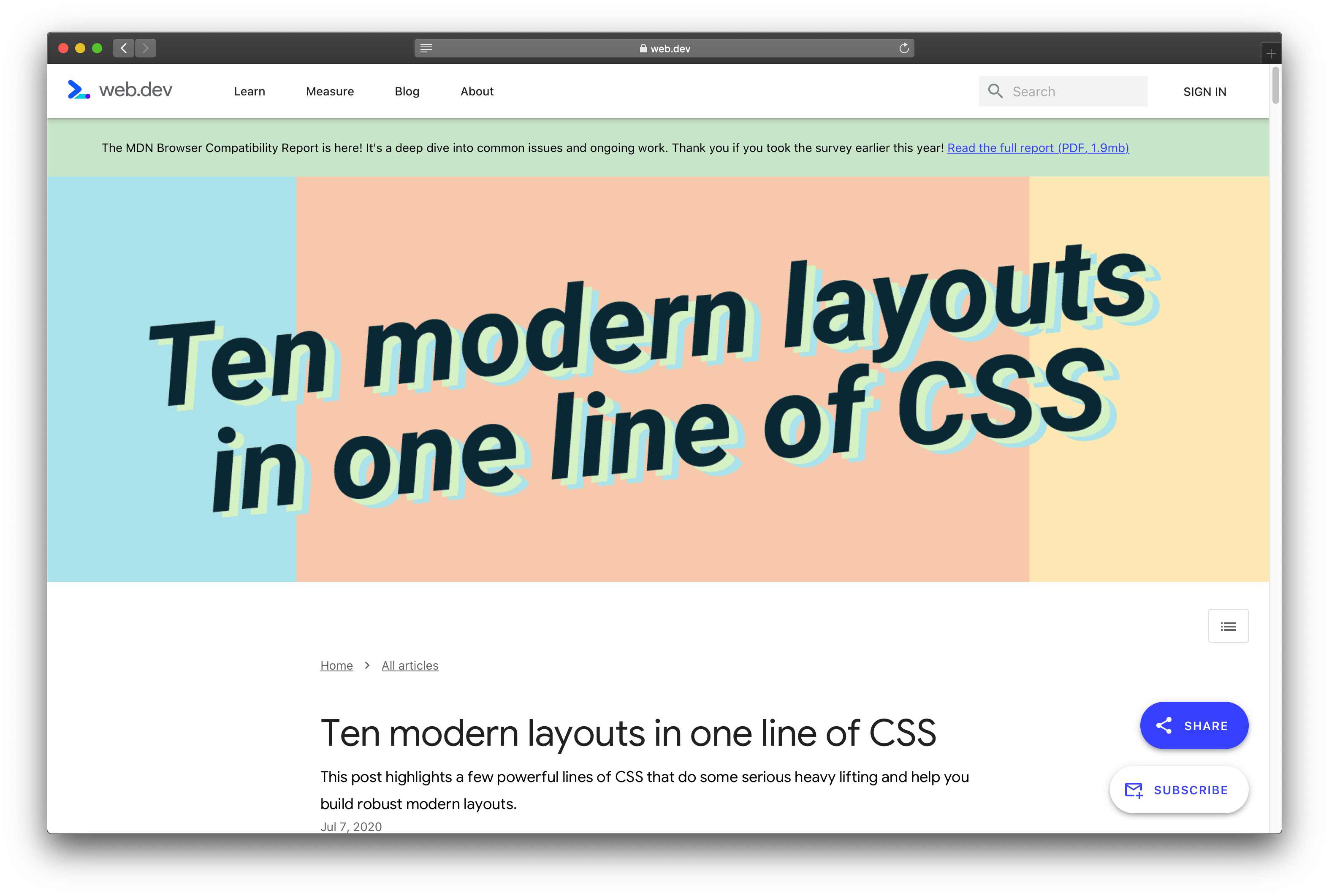 Ten modern layouts in one line of CSS website