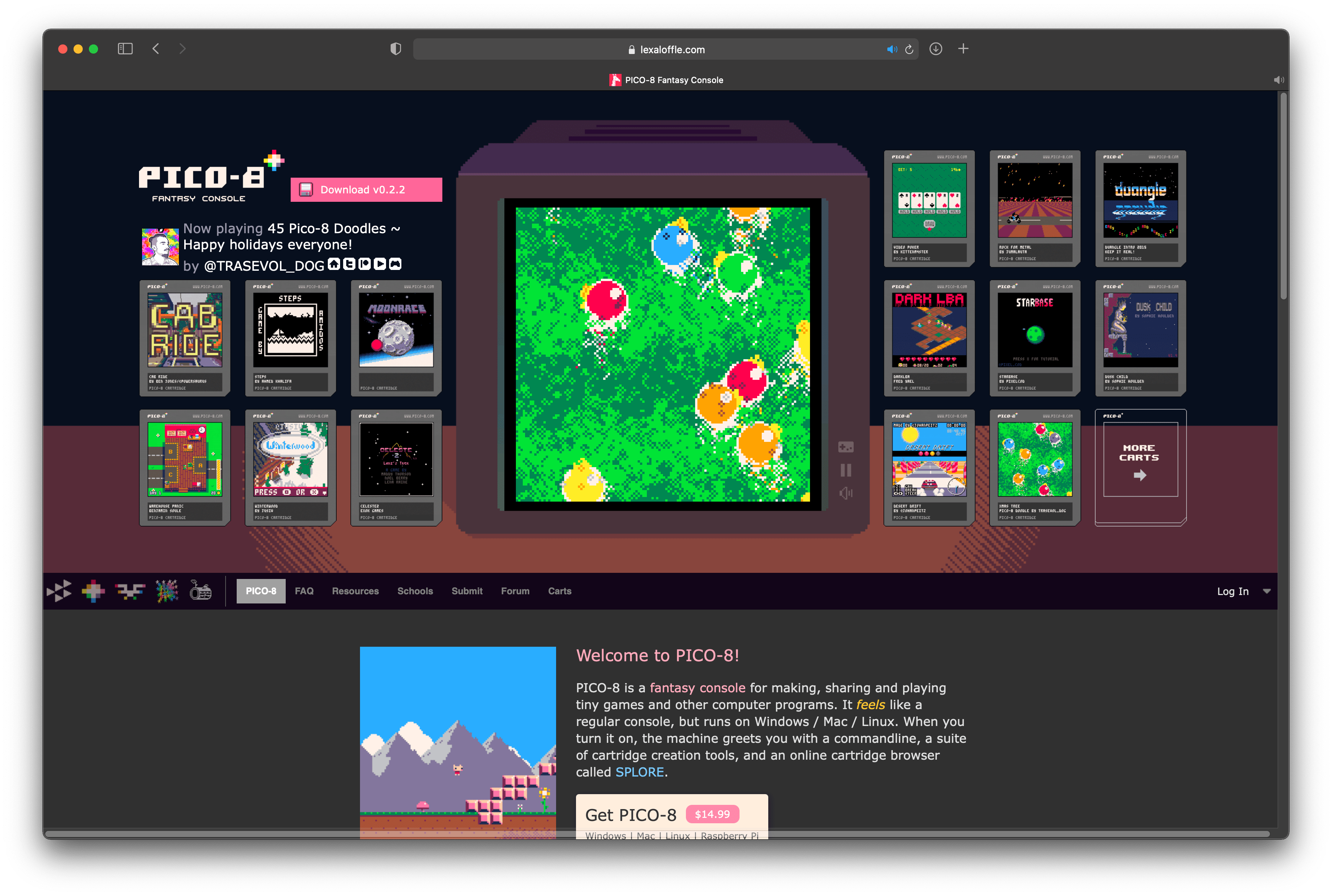 PICO-8 Fantasy Console website screenshot
